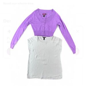 Bundle Of Say What Purple Crop Sweater S, & Light Gray Forever 21 Top S.